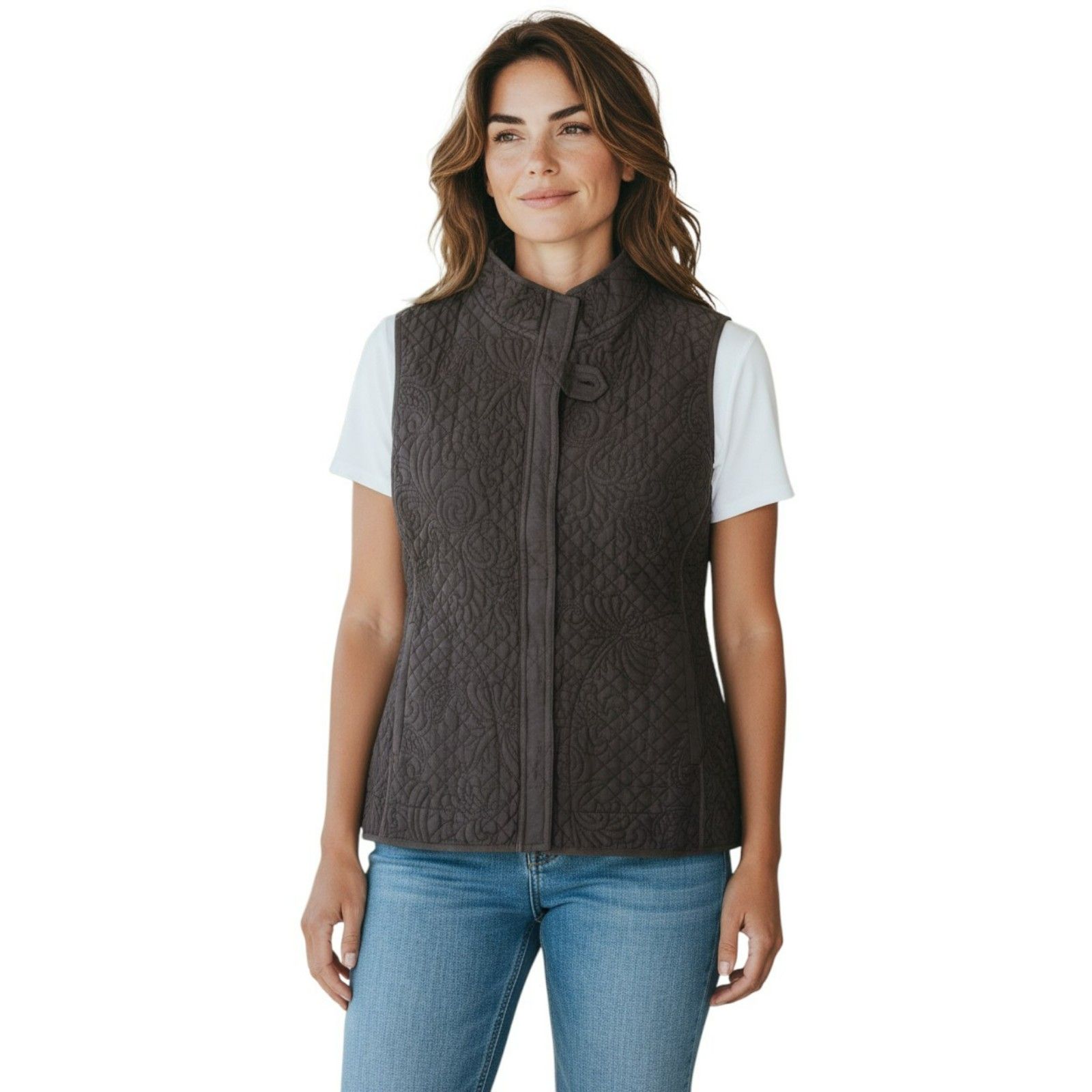Kiko Womens Brown Vest 100 Silk Size L Brand New Vintage Y2k  111